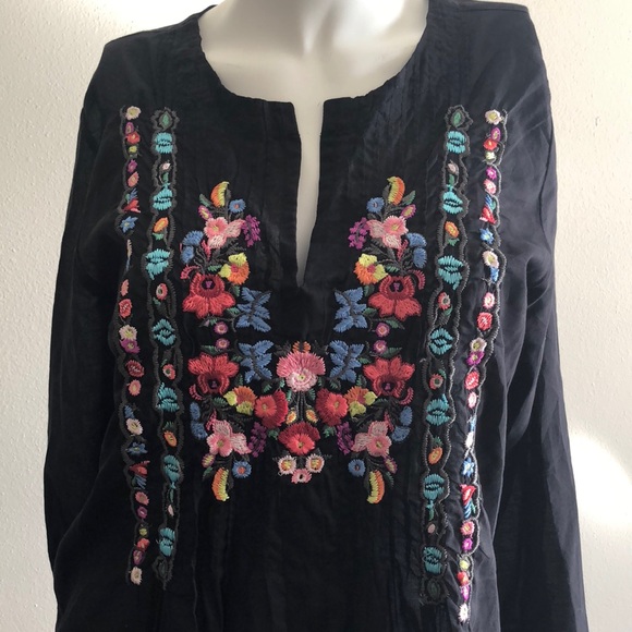 Johnny Was Embroidered Black Top - Picture 2 of 6